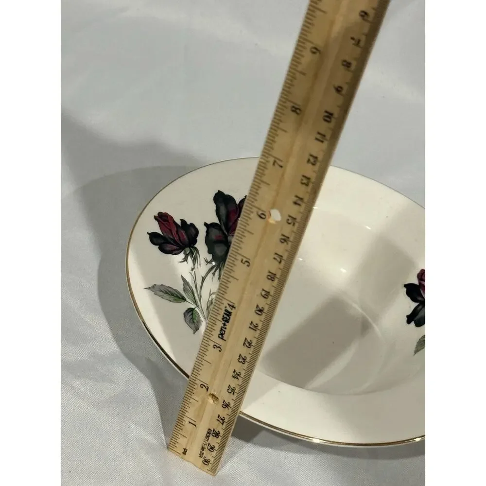 Royal Albert Black Rose Fine Bone China England 8” Rim Soup Bowls – Set of 8